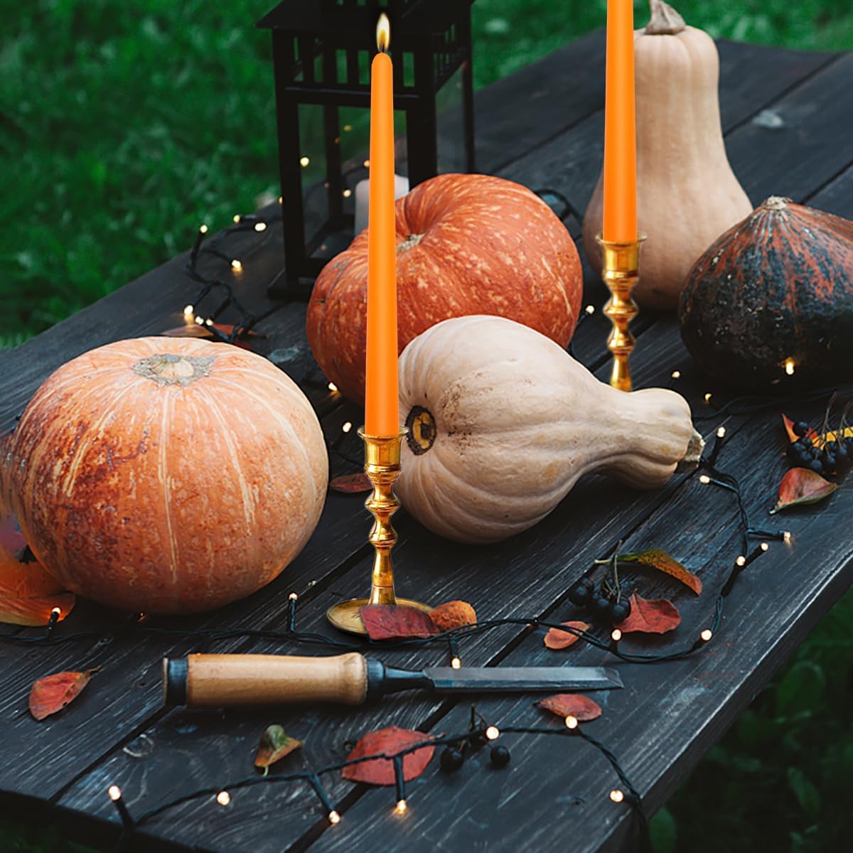 20 velas cónicas naranjas, candelabros delgados de 10 x 78 pulgadas, ideales para Halloween, cosecha de otoño, cena, fiesta y emergencia