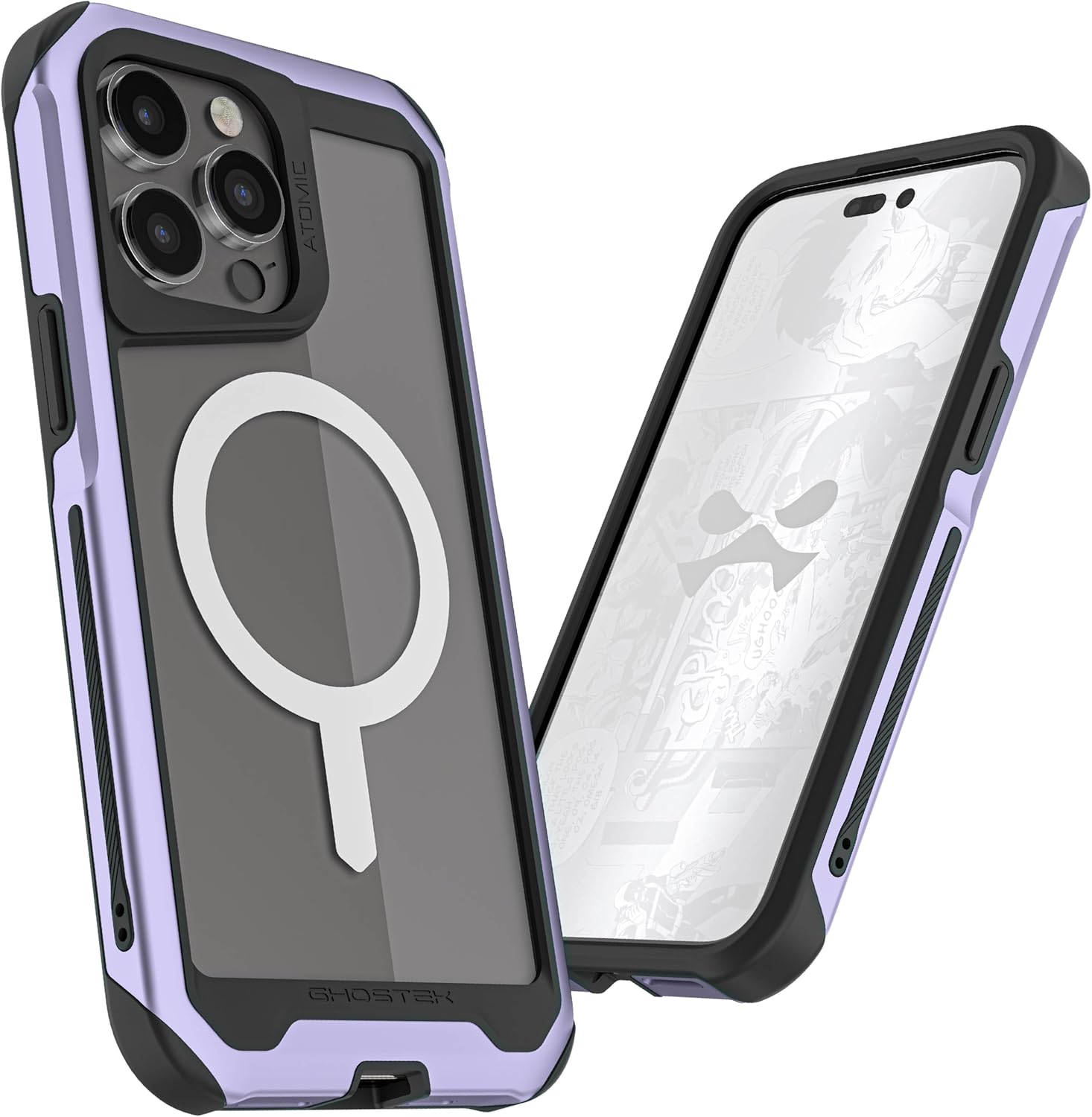 Ghostek Atomic Slim – Funda protectora para iPhone 15 Pro Max, compatible con accesorios MagSafe, marco de metal de aluminio, funda de teléfono