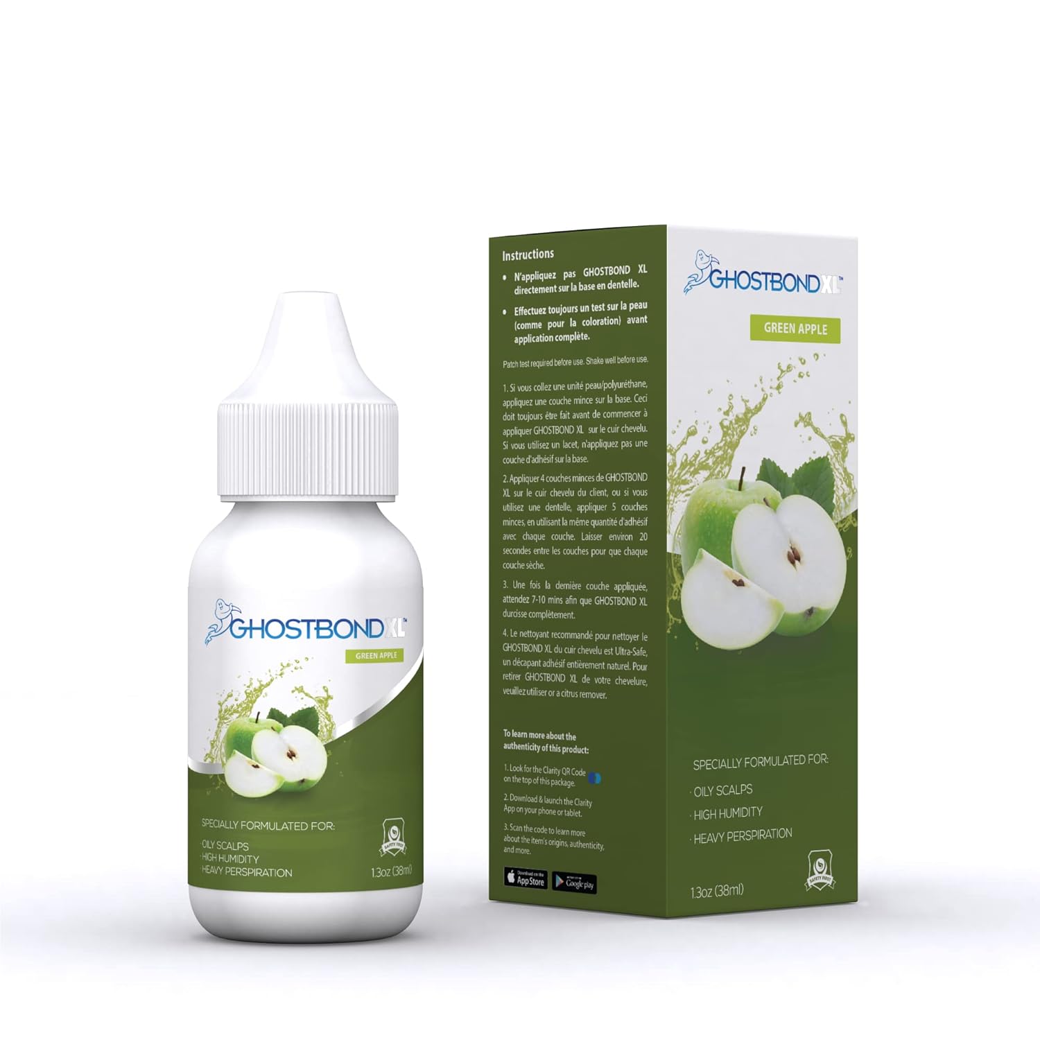 GHOSTBOND – Adhesivo de repuesto para cabello XL, 1.3 onzas, pegamento invisible para peluca control de humedad extra, resistente al agua y al