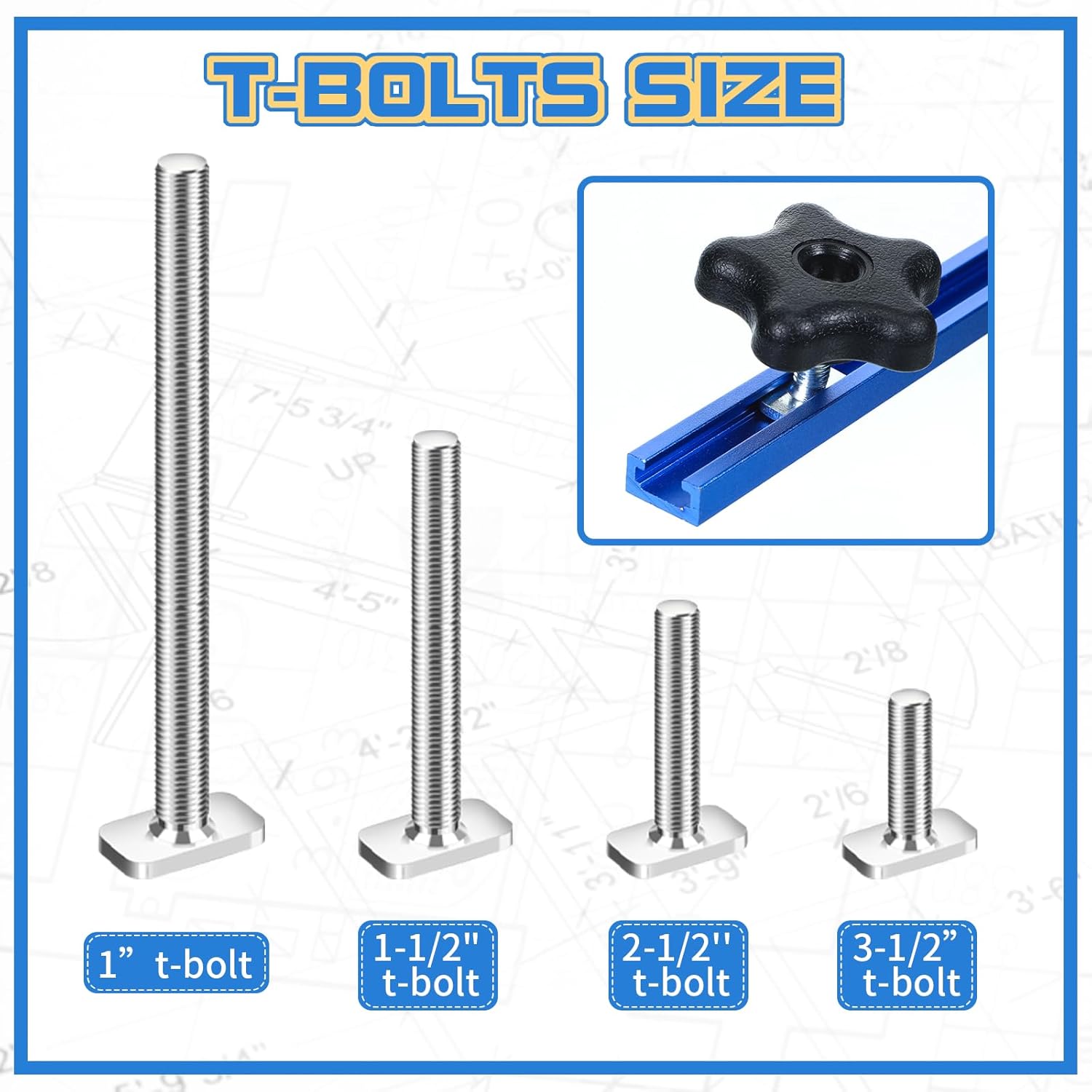Zonon Juego de 2 rieles universales en T de 48 pulgadas con tornillos para madera y agujeros de montaje preperforados, kit universal de riel en T