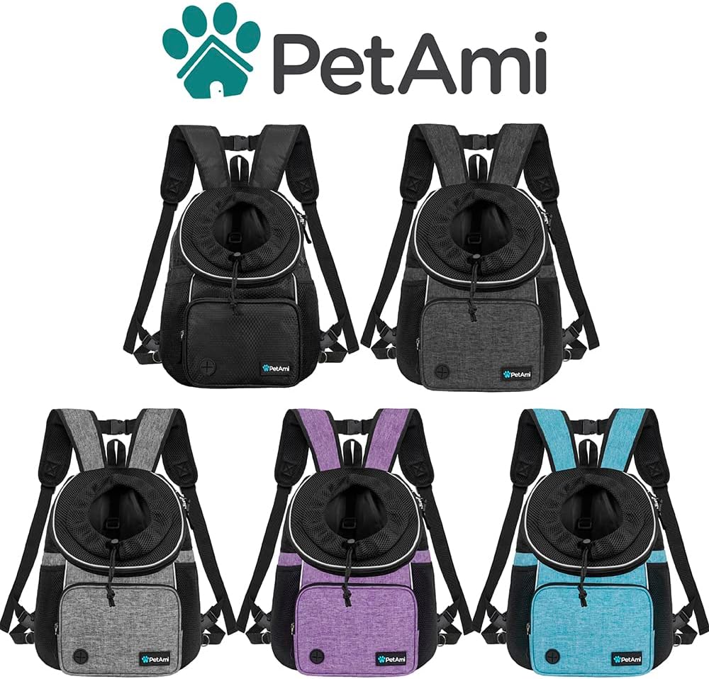 PetAmi Mochila transportadora frontal para perro, mochila ajustable para perros y gatos, transportadora ventilada para senderismo, camping, viajes,