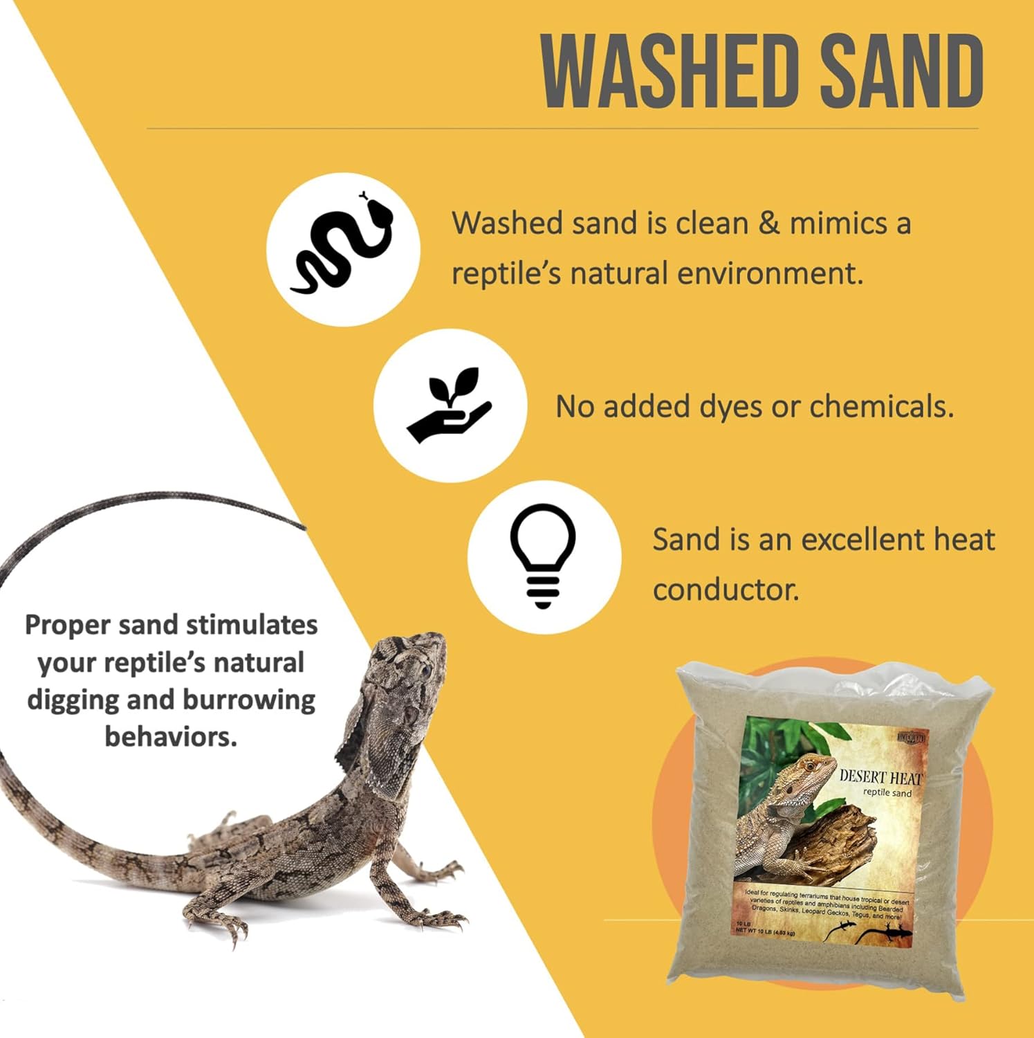 Arena de reptil de calor del desierto, perfecta tanto para un uso de arena de hámster como de arena de reptil. Diseñado para múltiples especies,
