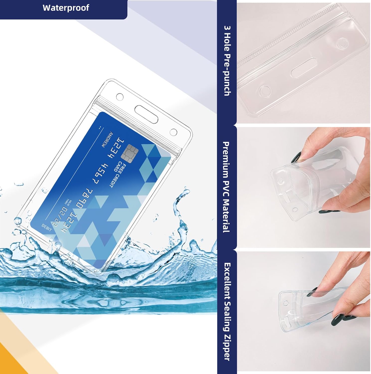100 piezas de tarjetas de identificación de plástico transparente vertical, placa de identificación, tarjetero de plástico transparente de PVC,