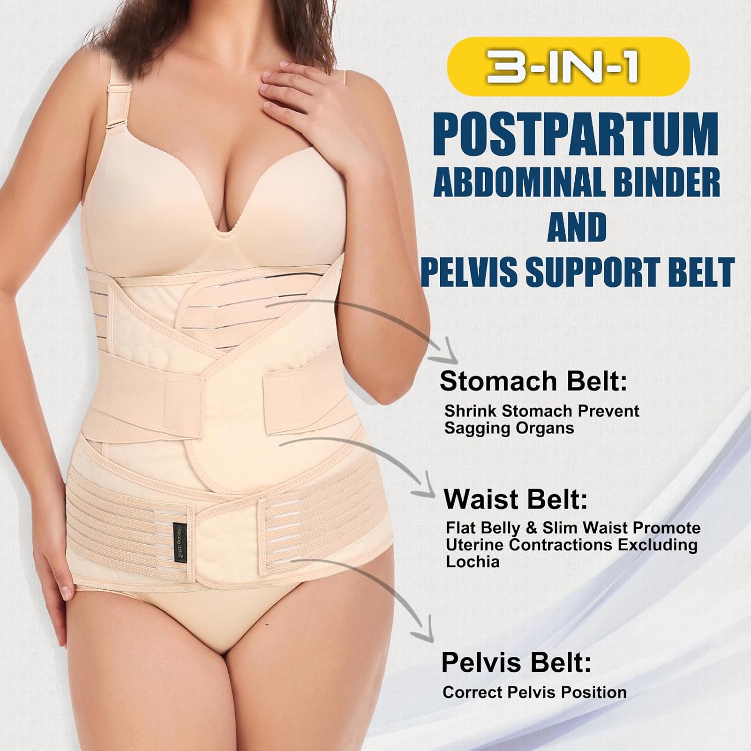 Banda para el vientre posparto 3 en 1, envoltura de recuperación posparto, soporte posparto, faja para después del parto, fajas adelgazantes,