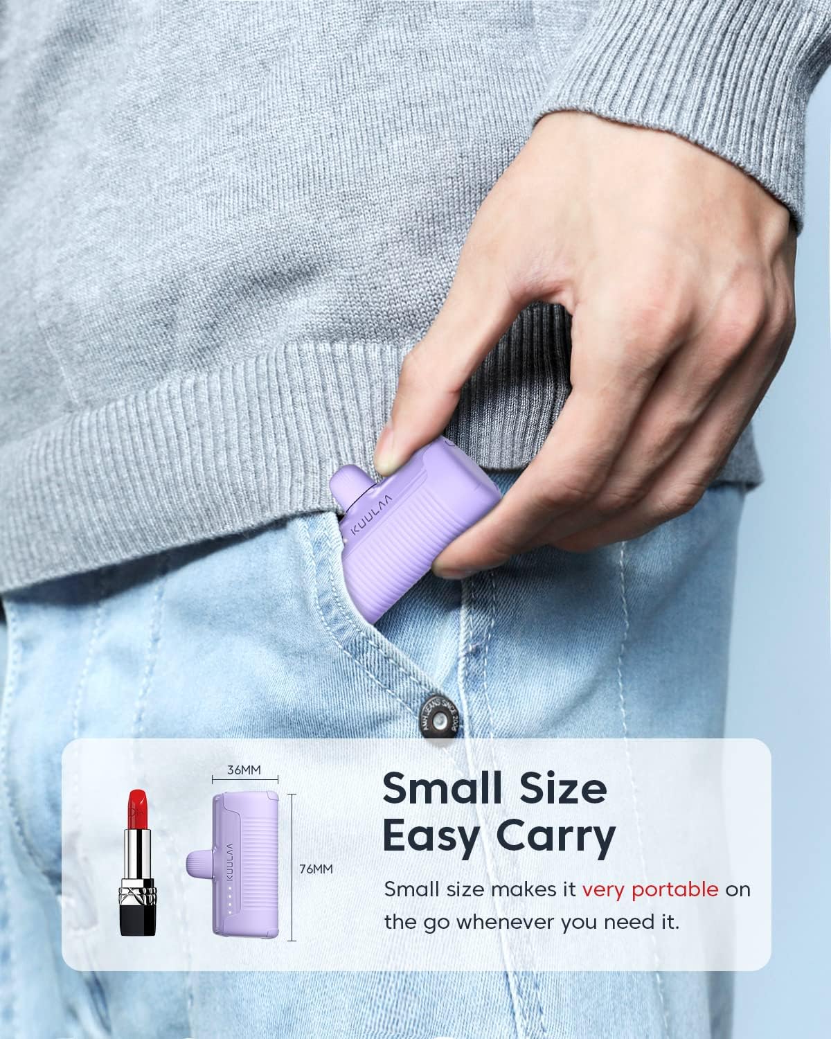 Kuulaa Cargador portátil USB C Power Bank 4500mAh pequeño cargador de teléfono portátil Android compacto enchufable paquete de batería portátil