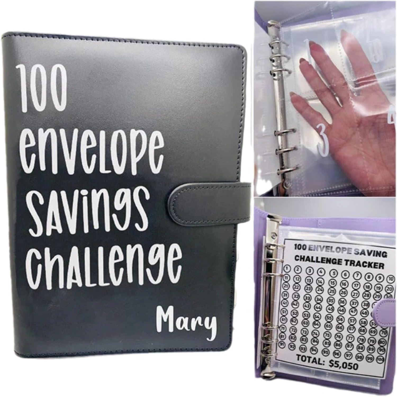 5050 sobres desafío de ahorro de dinero, mini carpeta desafío de ahorro, carpeta de desafío de ahorro de dinero, libro de desafíos de ahorro con