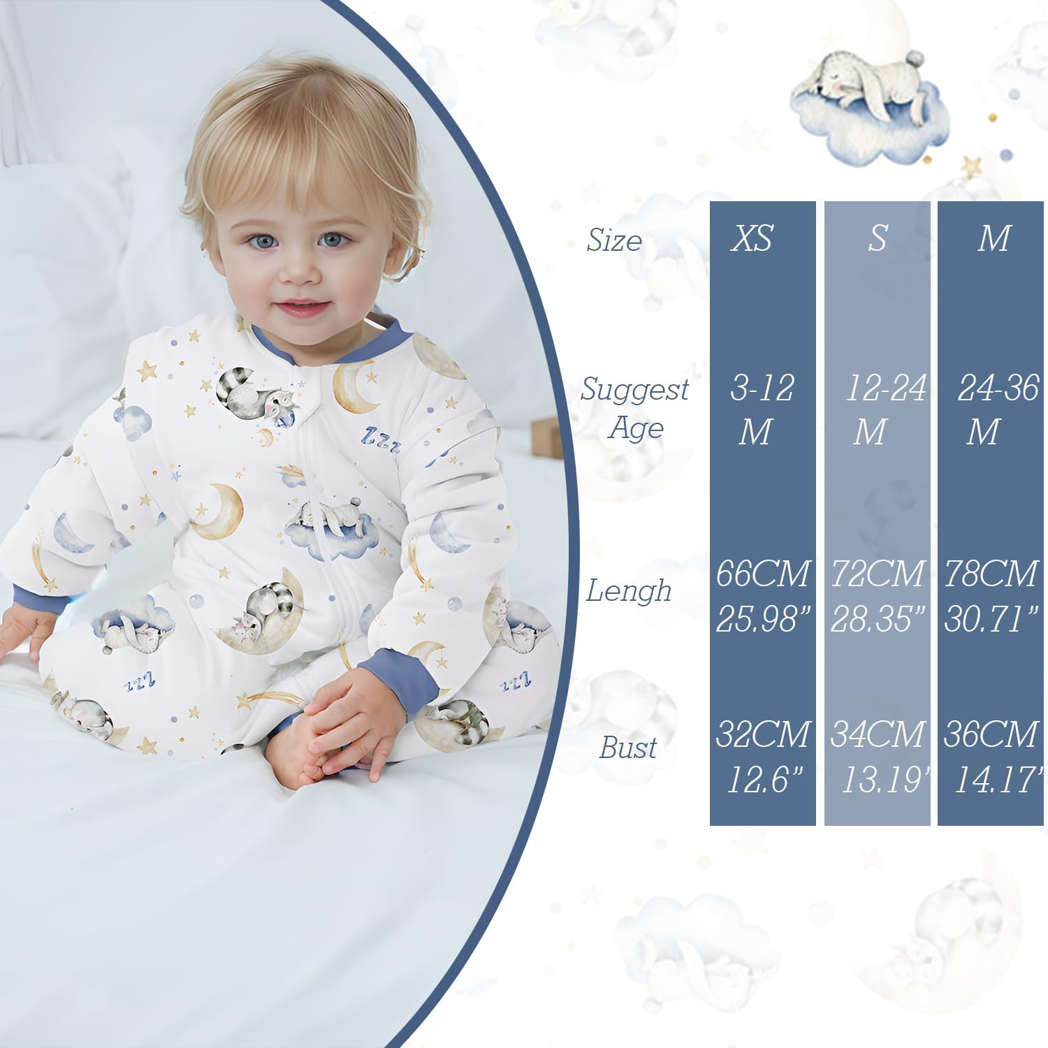 Saco de dormir para bebé con piernas, manta 100% algodón con pies, saco de dormir desmontable de manga larga con cremallera de 2 vías y botones,