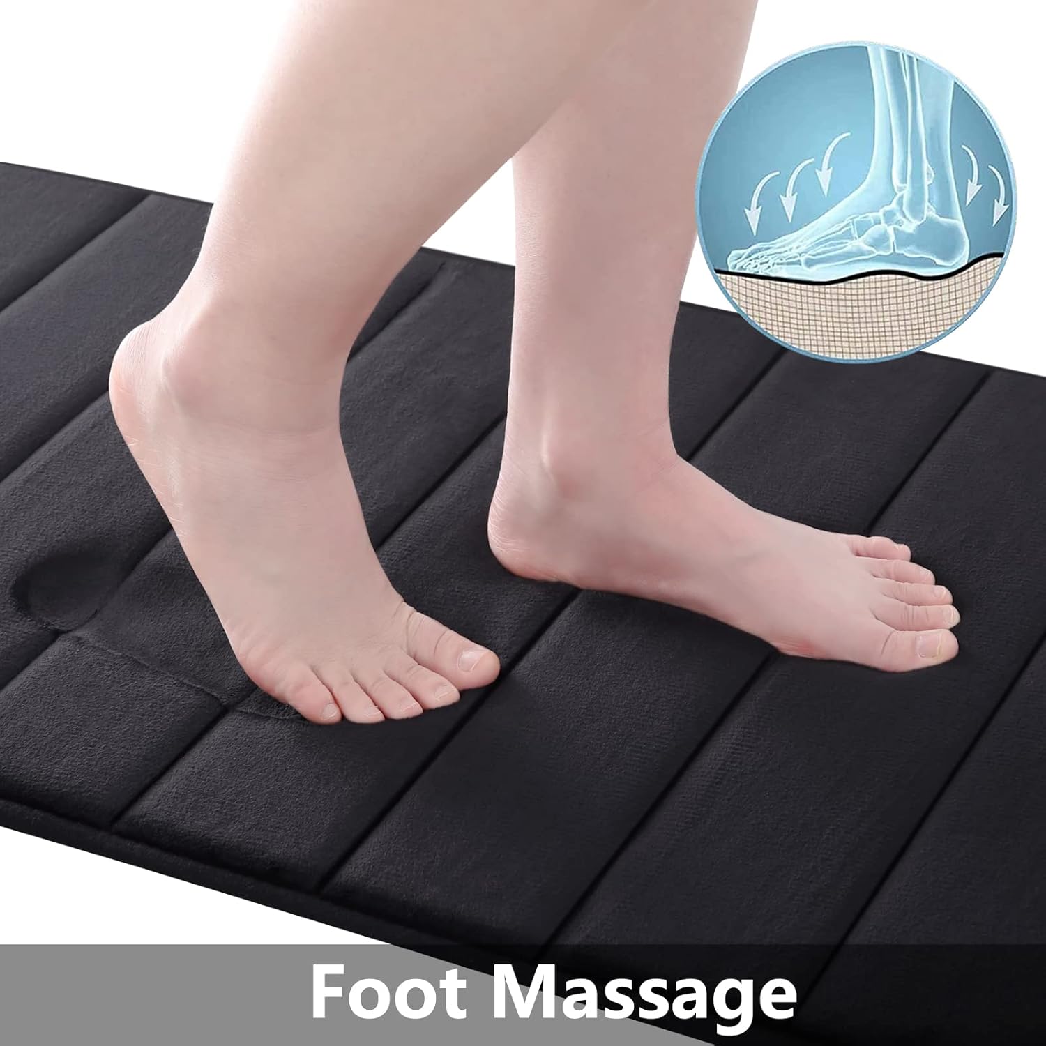 Buganda Juego de 2 tapetes de baño de espuma viscoelástica y tapete para inodoro en forma de U, lavable a máquina, suave, antideslizante,