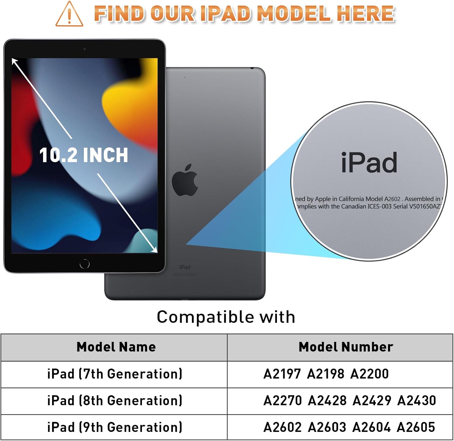 Timecity Funda para iPad de 987 generación, para iPad 10.2 2019-2021 con protección fuerte, protector de pantalla, correa de mano, correa para el