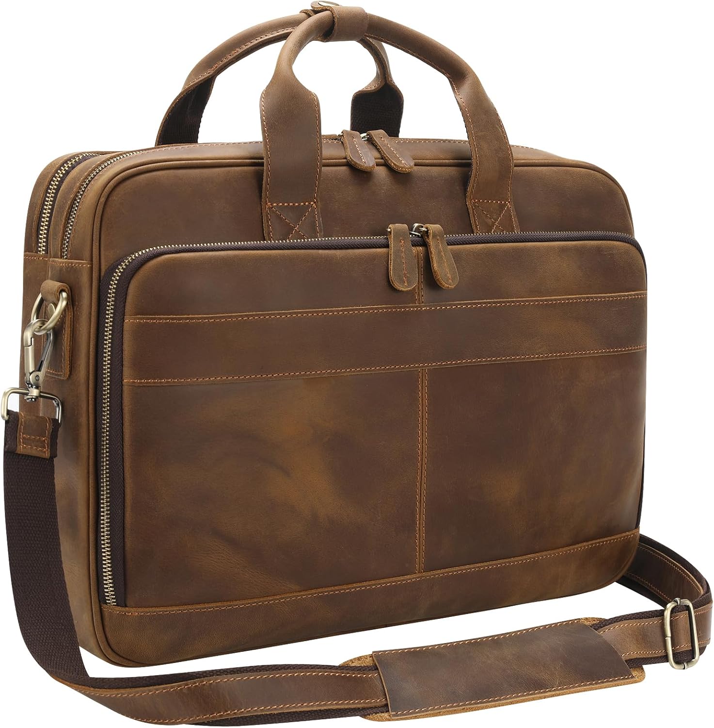 Jack&Chris Maletín de cuero para hombres, bolsas de mensajero para laptop de viaje de negocios