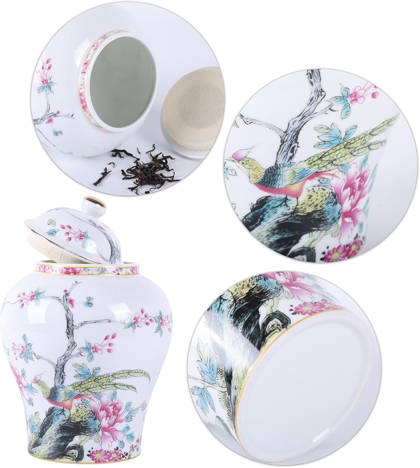 Tarro de jengibre chino con tapa, estilo antiguo, decoración del hogar, retro, flores de porcelana azul y blanca, jarrón cubierto de cerámica,