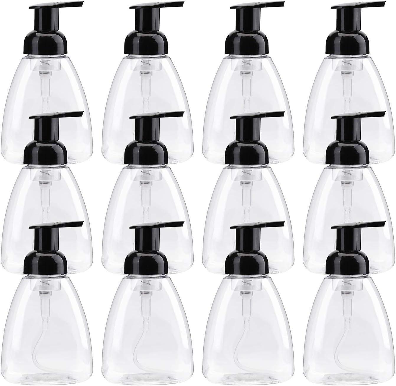 Bekith Paquete de 12 botellas dispensadoras de jabón espumoso, 10 onzas, recipientes de jabón líquido de espuma vacía para manos, botellas de