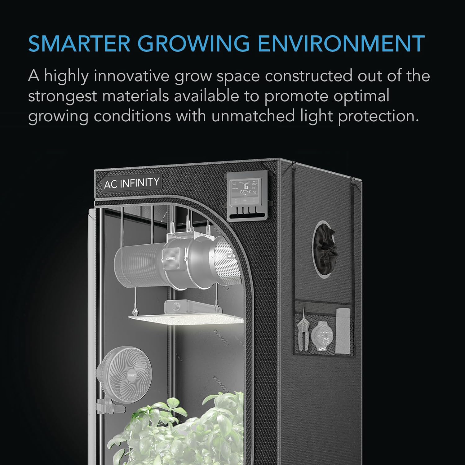 AC Infinity CLOUDLAB 422 Advance – Tienda de campaña de cultivo de 24 x 24 x 48 pulgadas, postes de 1 pulgada de grosor, lona Mylar de diamante