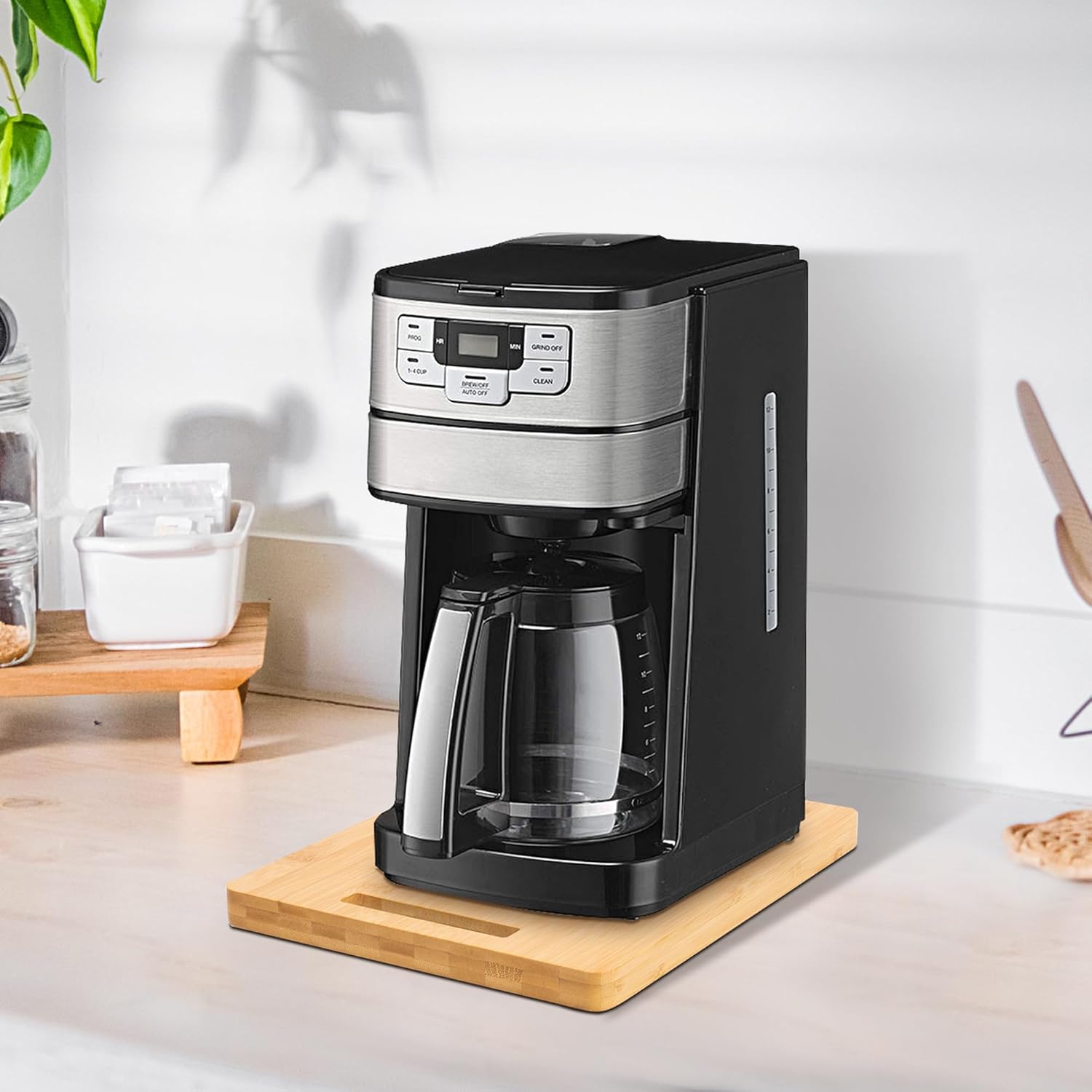 Bandeja deslizante de bambú para electrodomésticos optimiza tu encimera de cocina con un estante desplegable para cafetera estándar de EE. UU. y