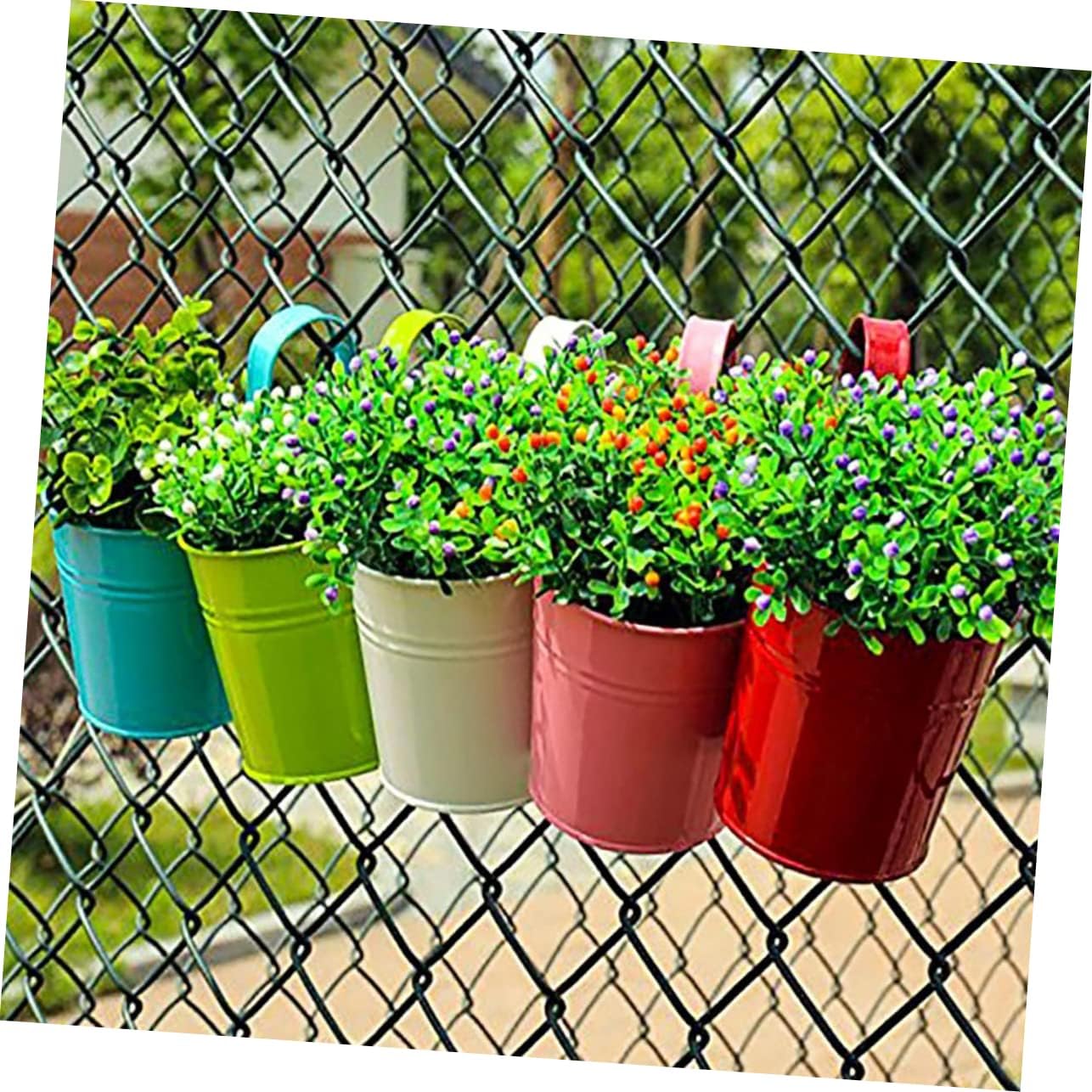 Yardwe 6 piezas de suculentas galvanizadas decoración interior plantas colgantes para plantas al aire libre colgar en la pared macetas colgantes de