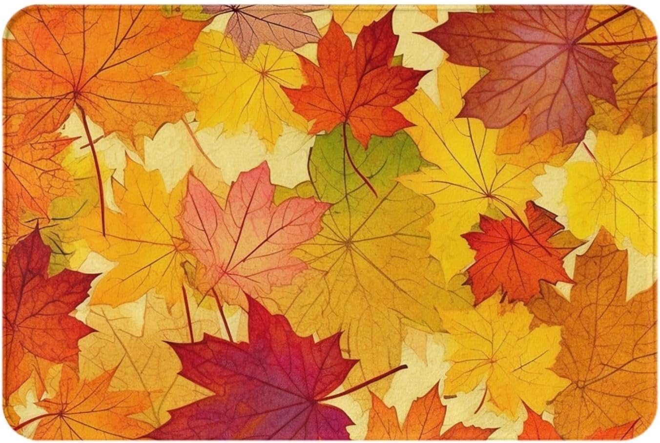Autumn Leaves of Maple Print Bathroom Rugs Soft Flannel Area Rug Non-Slip Bath Rug Welcome Door Mat Carpet for Living Room Bedroom Outdoor 24 x 16 in