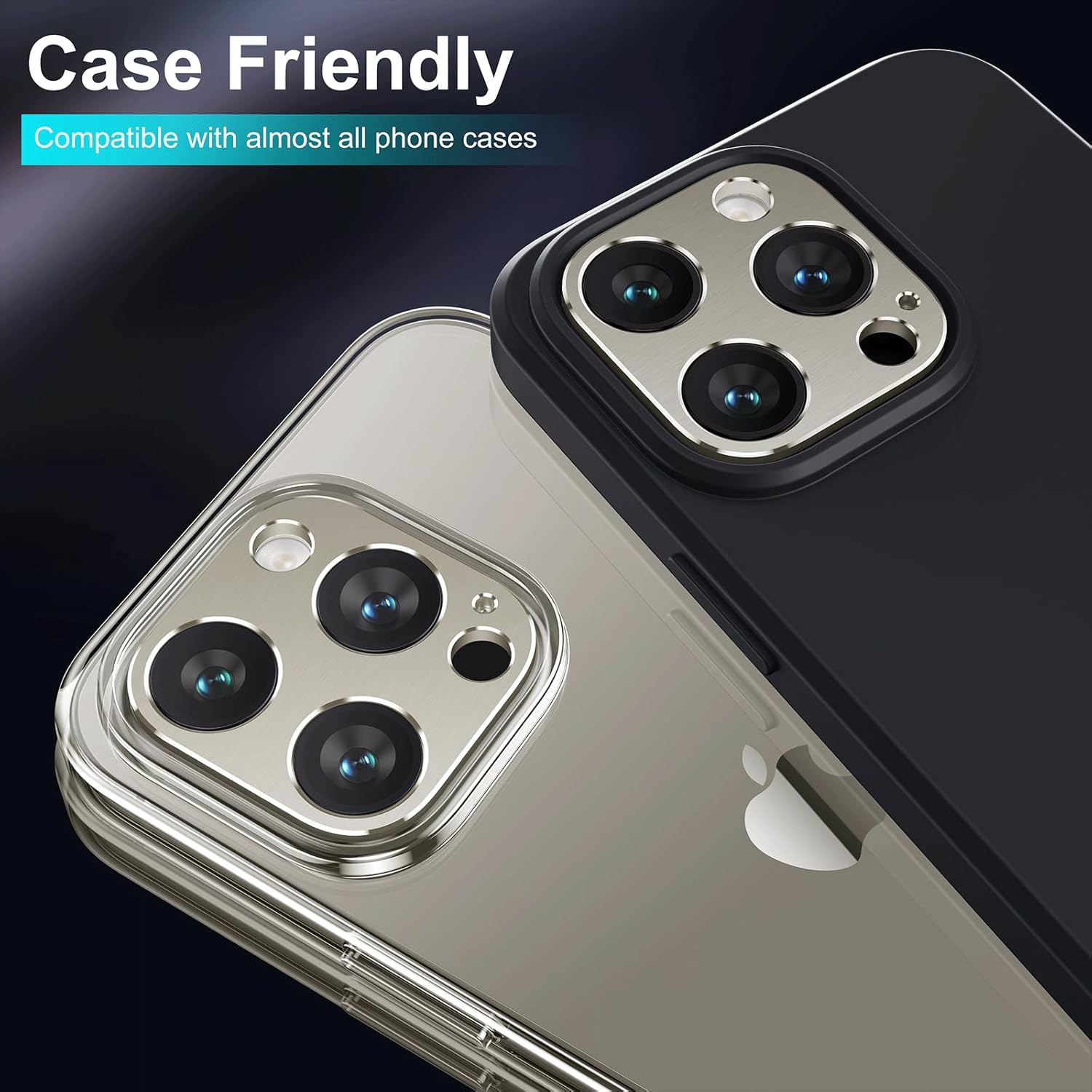 Mothca Paquete de 2 protectores de lente de cámara para iPhone 15 Pro MaxiPhone 15 Pro, sin lente de vidrio, protector de cámara mate de aleación de