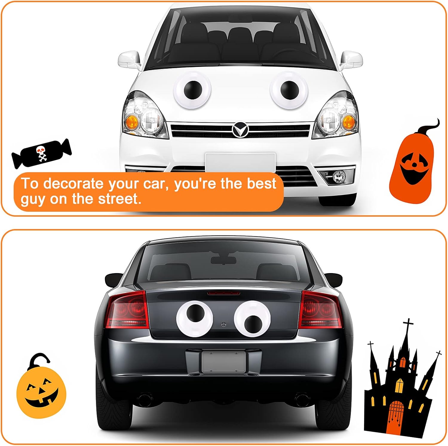 6 piezas de ojos gigantes Googly de Halloween de 4 pulgadas, 6 pulgadas, 7 pulgadas, ojos grandes de plástico con autoadhesivo para Halloween,