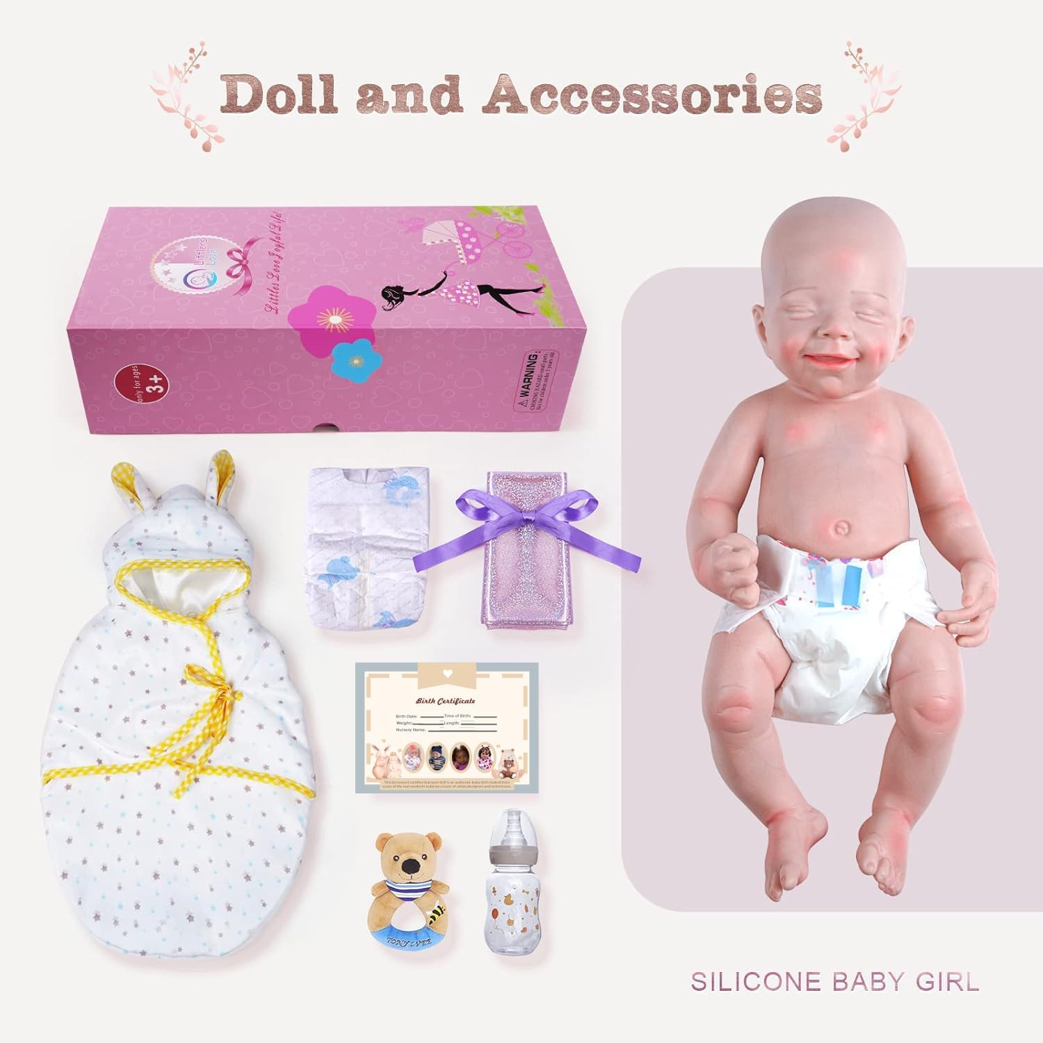 JIZHI Reborn Baby Dolls Platinum Silicone Full Body  Niña de 16 pulgadas  Cuerpo suave realista  Muñecas de bebé recién nacidas que se ven reales