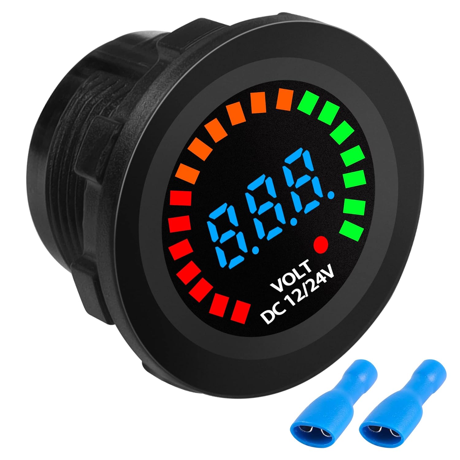 MEIRIYFA Medidor de voltímetro de batería de automóvil DC 12V 24V Pantalla LED, medidor de voltaje digital, pantalla colorida, impermeable,