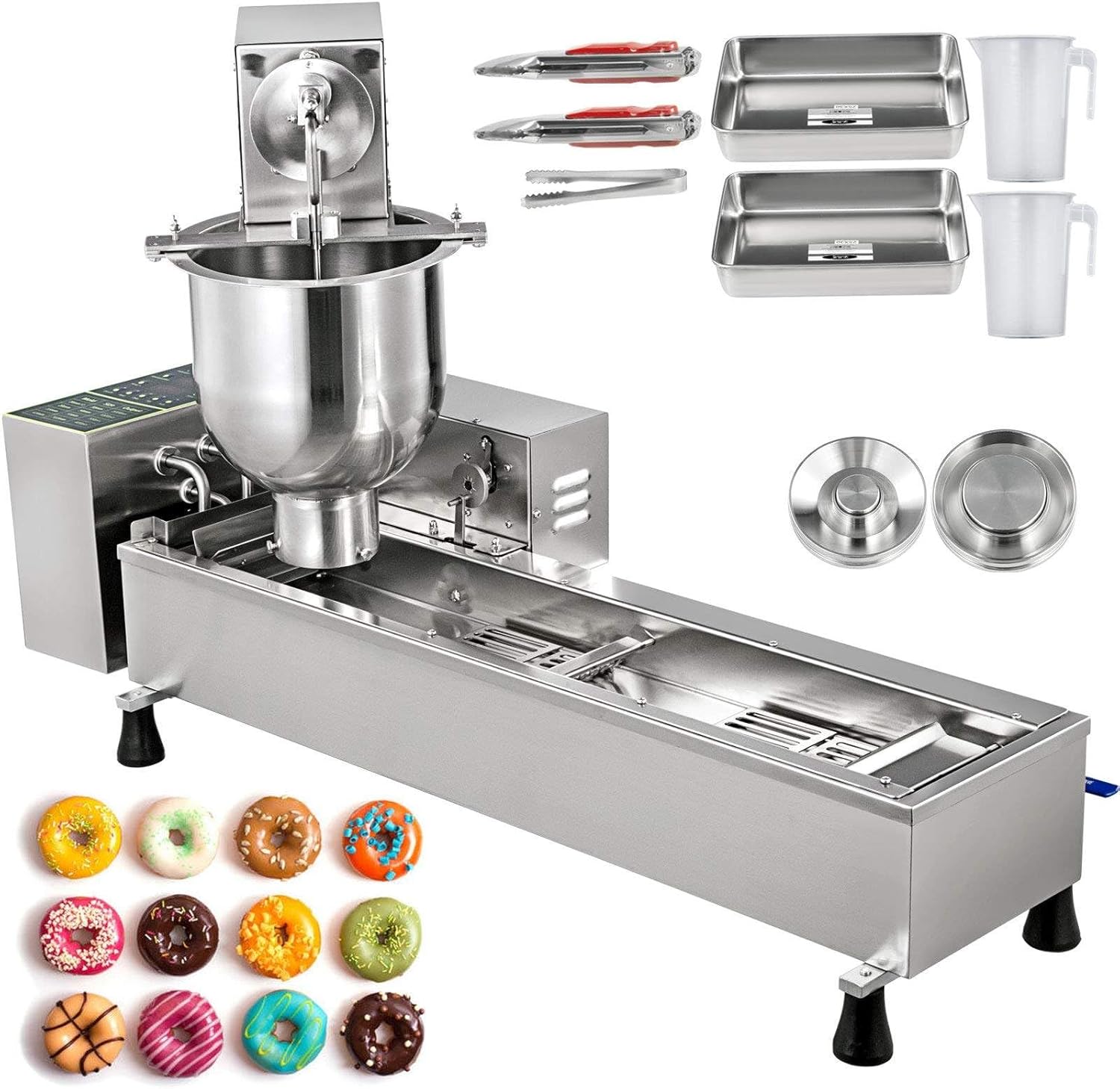 Máquina automática comercial para hacer donuts de una hilera, freidora de donas, con moldes de 3 tamaños y tolva de 7 L, para Food Street, Snack
