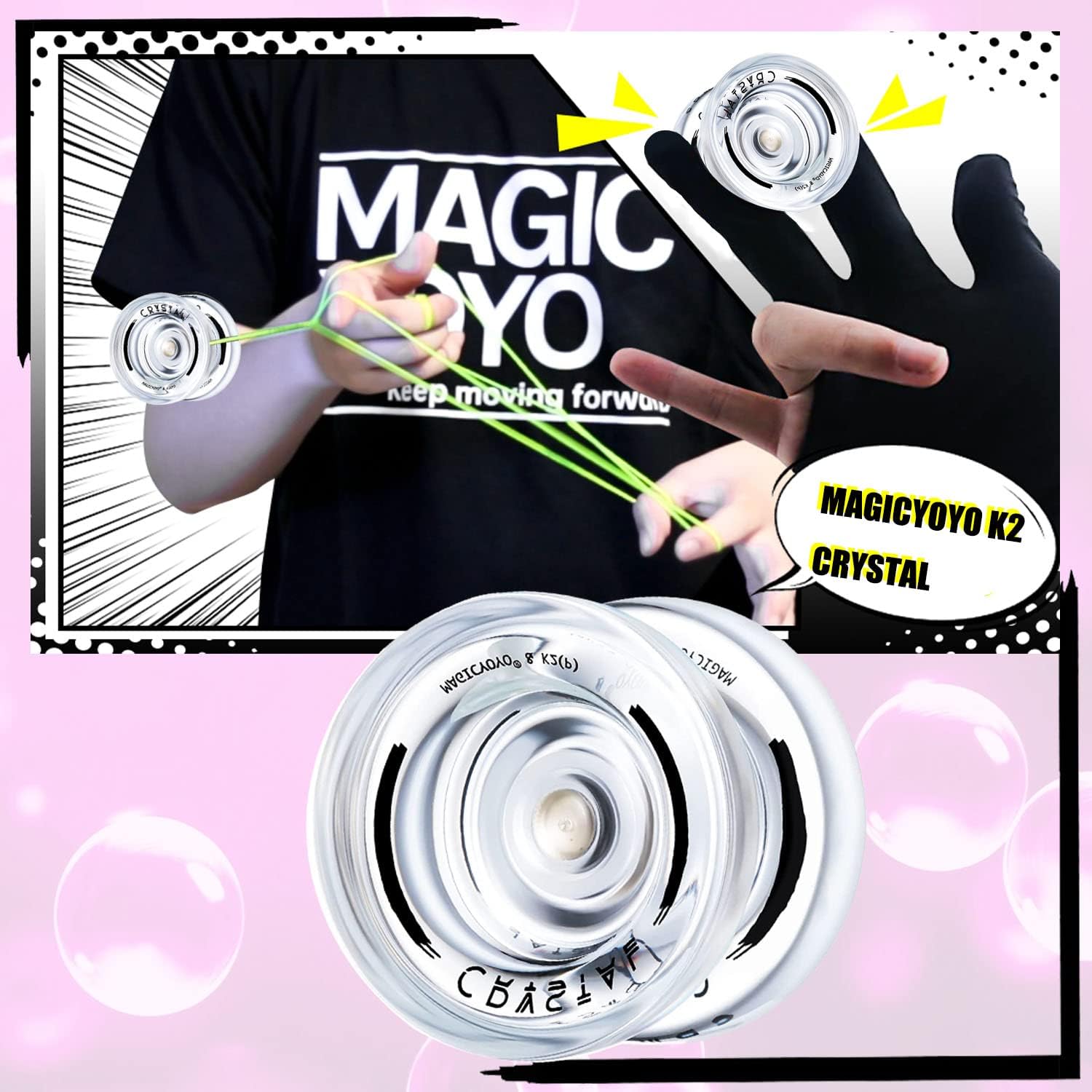 MAGICYOYO Yoyos N11 Professional Unresponsive, paquete de 2 unidades  K2 Crystal Responsive Yoyo para niños, Yoyo de aleación de metal Pro Yoyo y