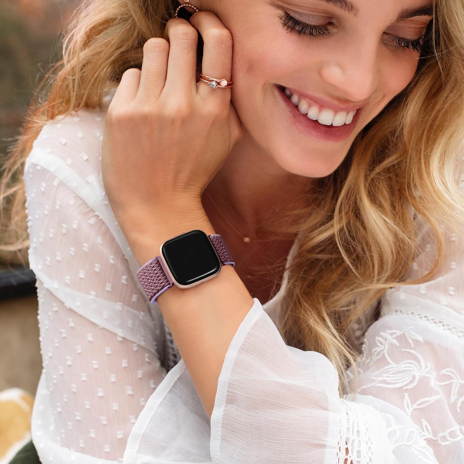 DaQin Correa elástica deportiva de nailon compatible con Fitbit Versa 2 correas de reloj para mujeres y hombres, paquete de 5 correas elásticas