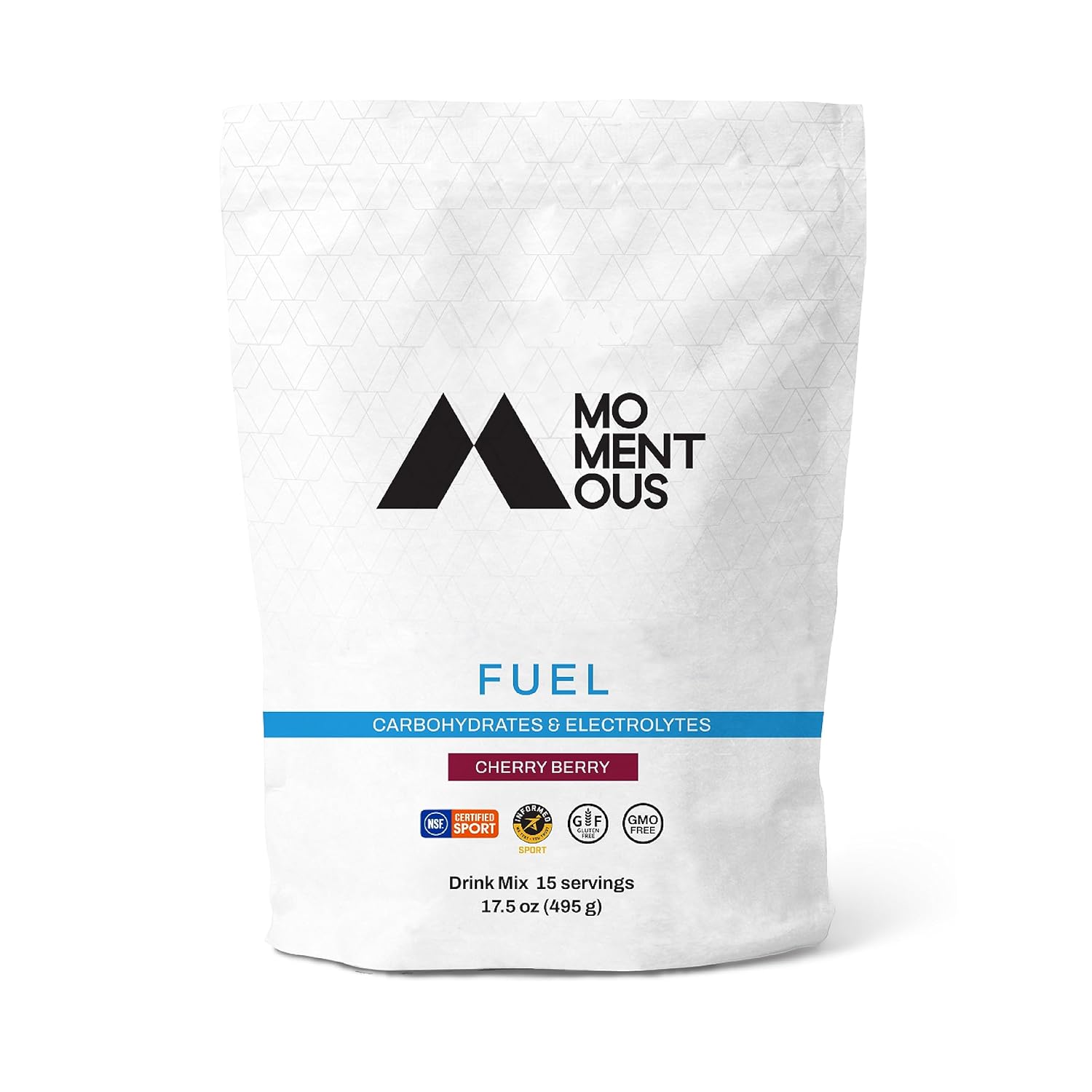 Momentous  Combustible, carbohidratos y electrolitos intraentrenamiento, 0.99 oz de carbohidratos por porción, 15 bolsas para servir, cereza