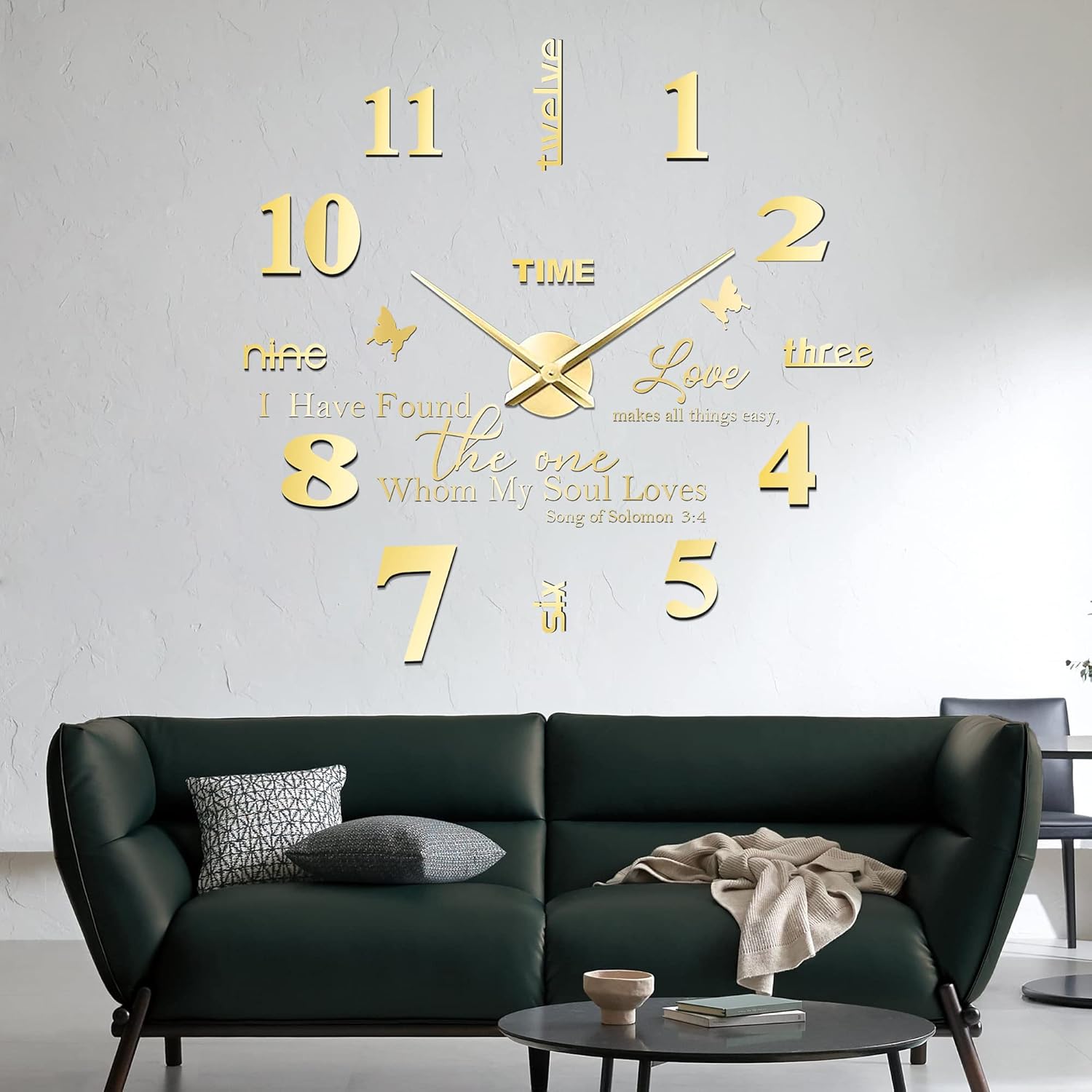 FERRISA Reloj de pared sin marco, 3 en 1, reloj de pared grande 3D sin marco de 47 pulgadas, reloj de pared 3D DIY para sala de estar, dormitorio,