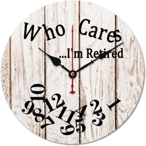 Excmoky Who Cares I’m Retired – Reloj de pared de madera rústica, reloj de pared moderno sin números, diseño moderno, reloj digital sin tictac para Excmoky Who Cares I’m Retired – Reloj de pared de madera rústica, reloj de pared moderno sin números, diseño moderno, reloj digital sin tictac para