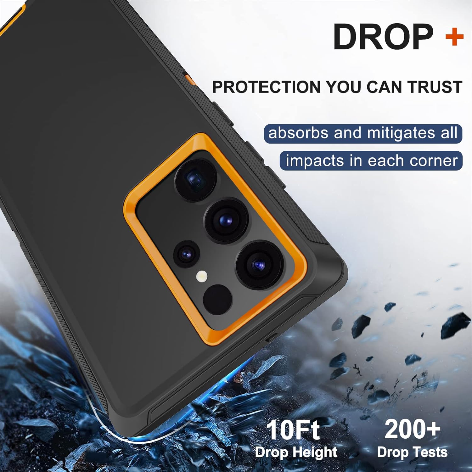 Funda para Samsung Galaxy S23 Ultra con funda de clip para cinturón, 2 protectores de pantalla, grado militar resistente a prueba de golpes,