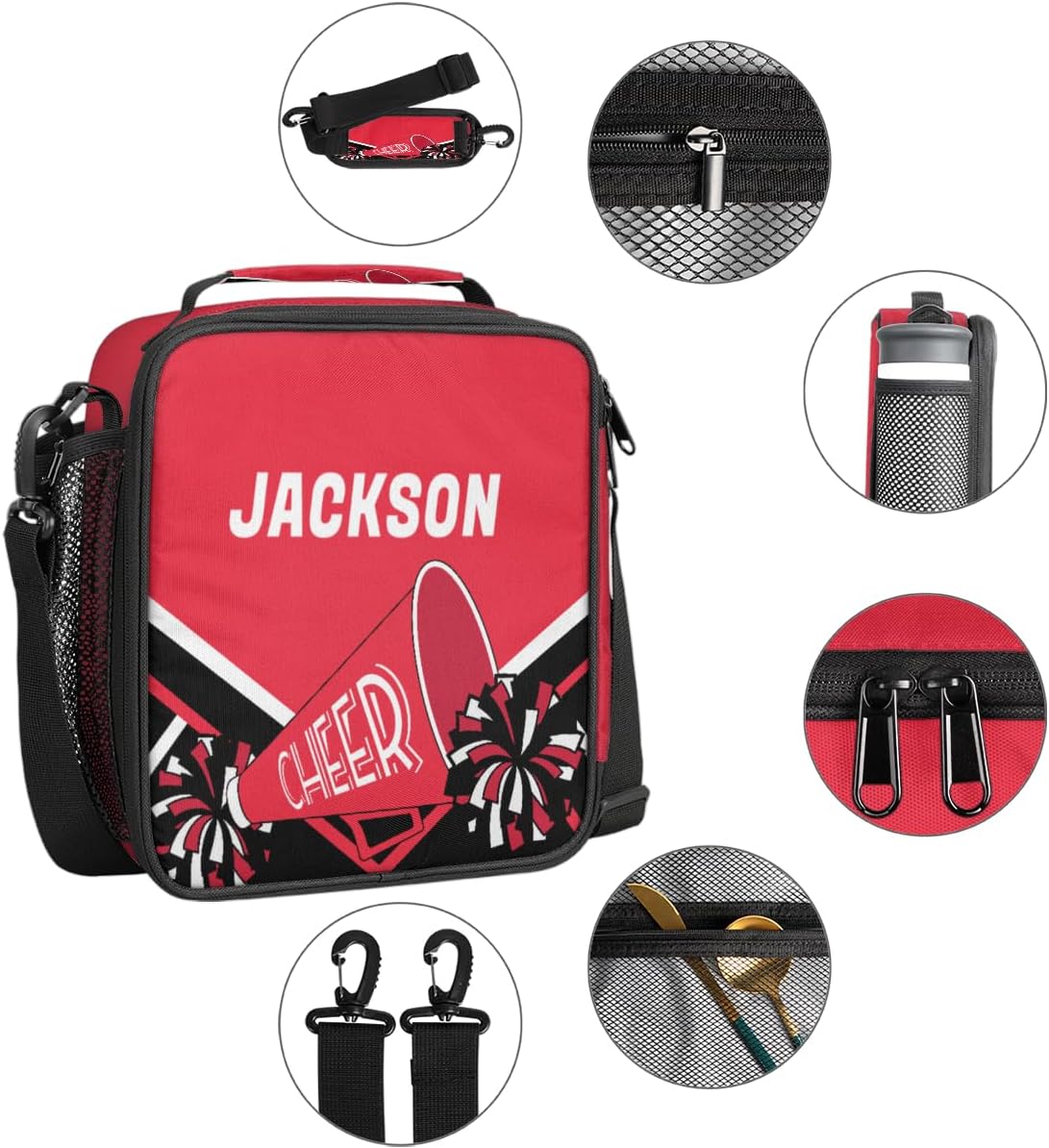 Lonchera reutilizable con nombre personalizado para niños, niñas y adolescentes, coloridas, animadoras, personalizada, aislada, hielera térmica,
