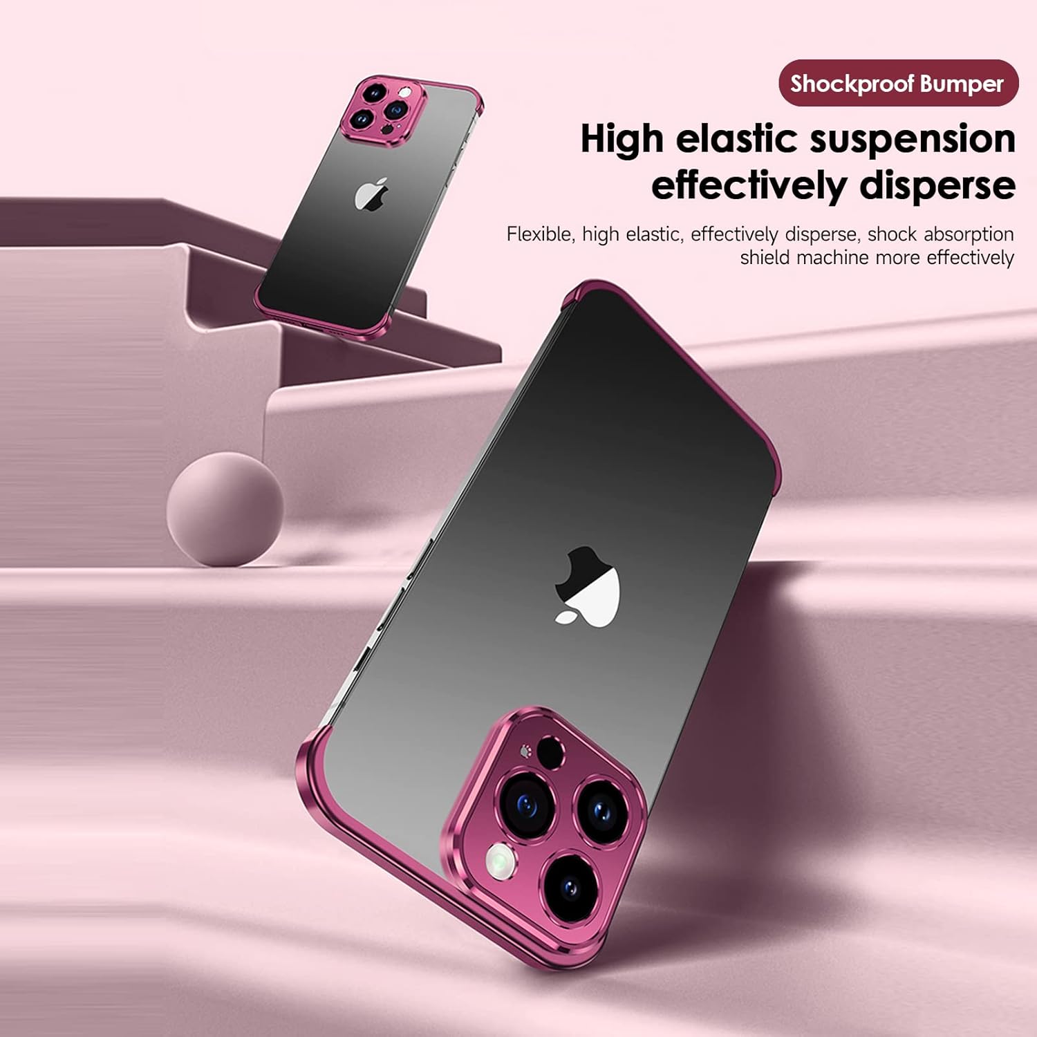 Losin Funda compatible con iPhone 15 Pro Max con protector de lente de cámara, metal de aluminio, sin marco, diseño sin bordes, delgada y ligera, a