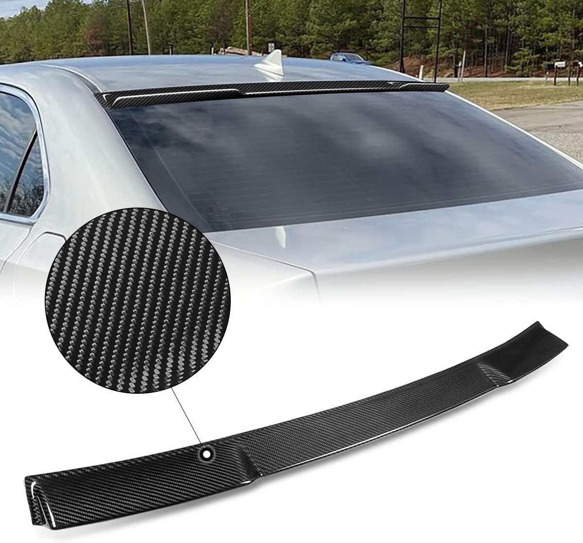 DNA MOTORING 2-RSP-6434-CF Alerón de techo de ventana trasera de fibra de carbono compatible con Acura TSX 2009-2014
