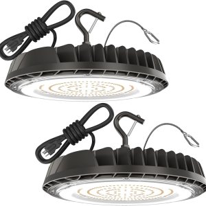 HYPERLITE Luz LED de alta bahía de 150 W, 2 paquetes de 21000 lm con enchufe de EE. UU., luz LED UFO de alta bahía para almacén, taller, fábrica, HYPERLITE Luz LED de alta bahía de 150 W, 2 paquetes de 21000 lm con enchufe de EE. UU., luz LED UFO de alta bahía para almacén, taller, fábrica,