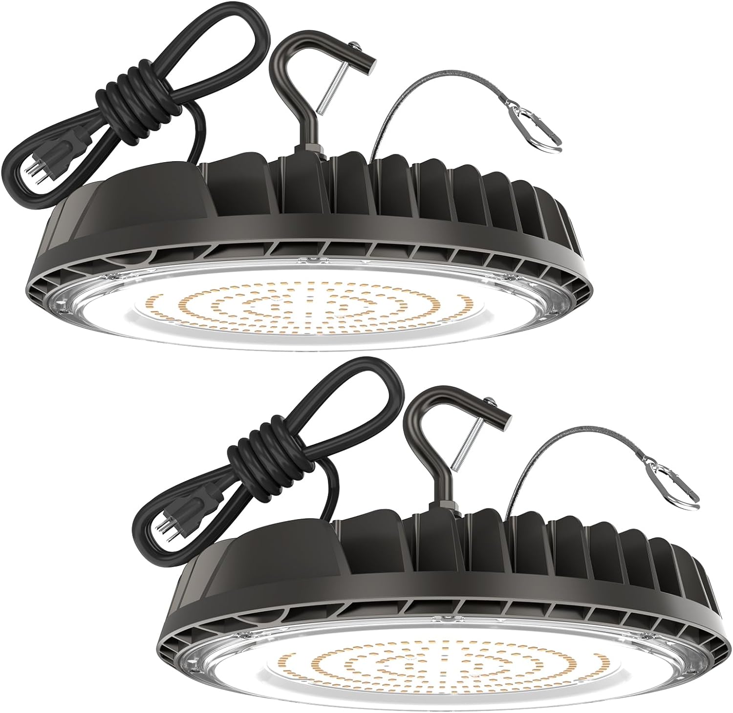 HYPERLITE Luz LED de alta bahía de 150 W, 2 paquetes de 21000 lm con enchufe de EE. UU., luz LED UFO de alta bahía para almacén, taller, fábrica,