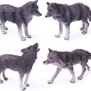 Juego de 4 figuras de juguete de lobo con figuras de animales de lobo gris lobo familiar decoración de tartas regalo para niños gris Colombia Juego de 4 figuras de juguete de lobo con figuras de animales de lobo gris lobo familiar decoración de tartas regalo para niños gris Colombia