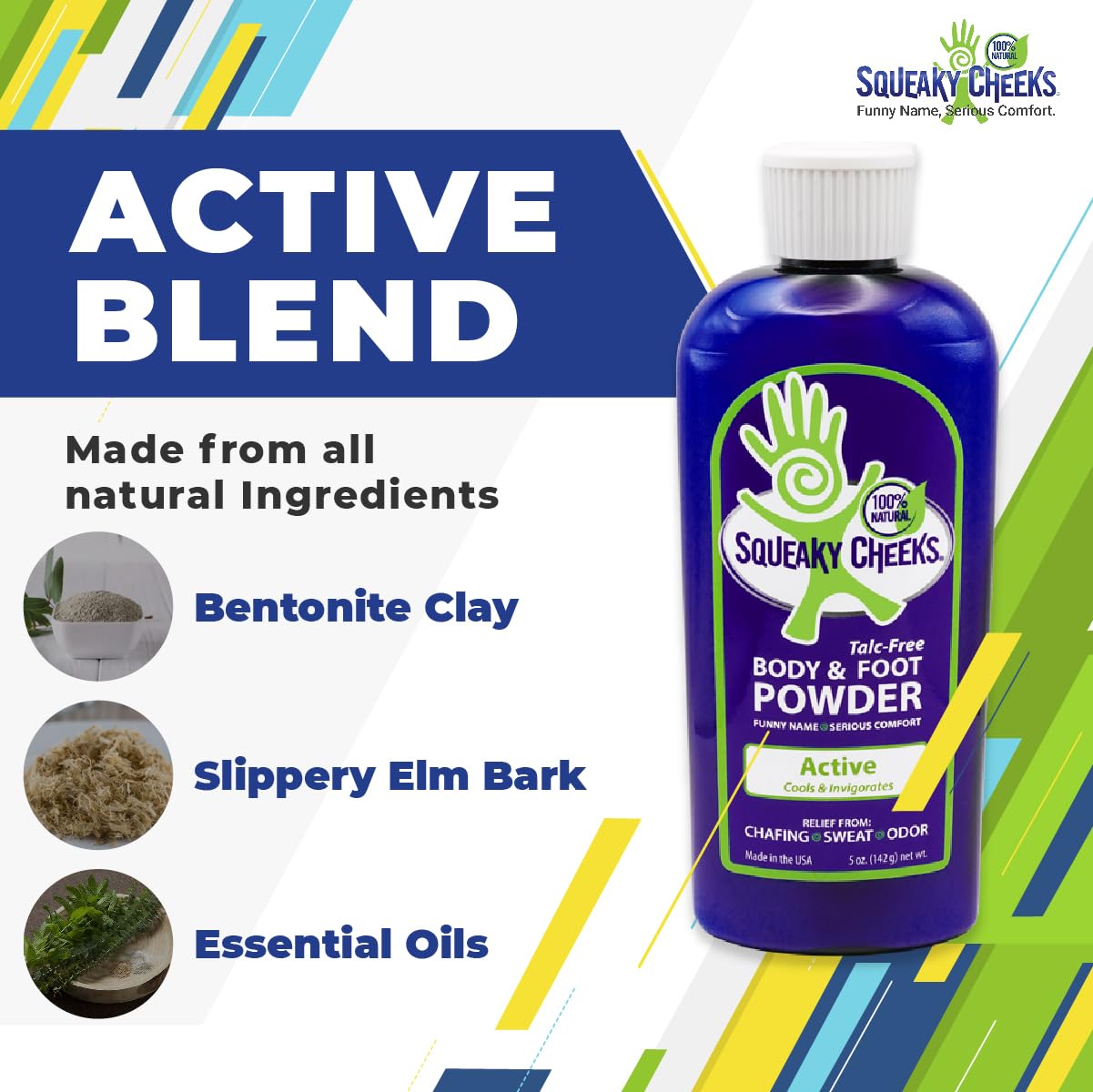 Polvo refrescante para cuerpo y pies (5 onzas), paquete de 2 unidades, sin talco y totalmente natural, fórmula activa, aroma fresco de menta con