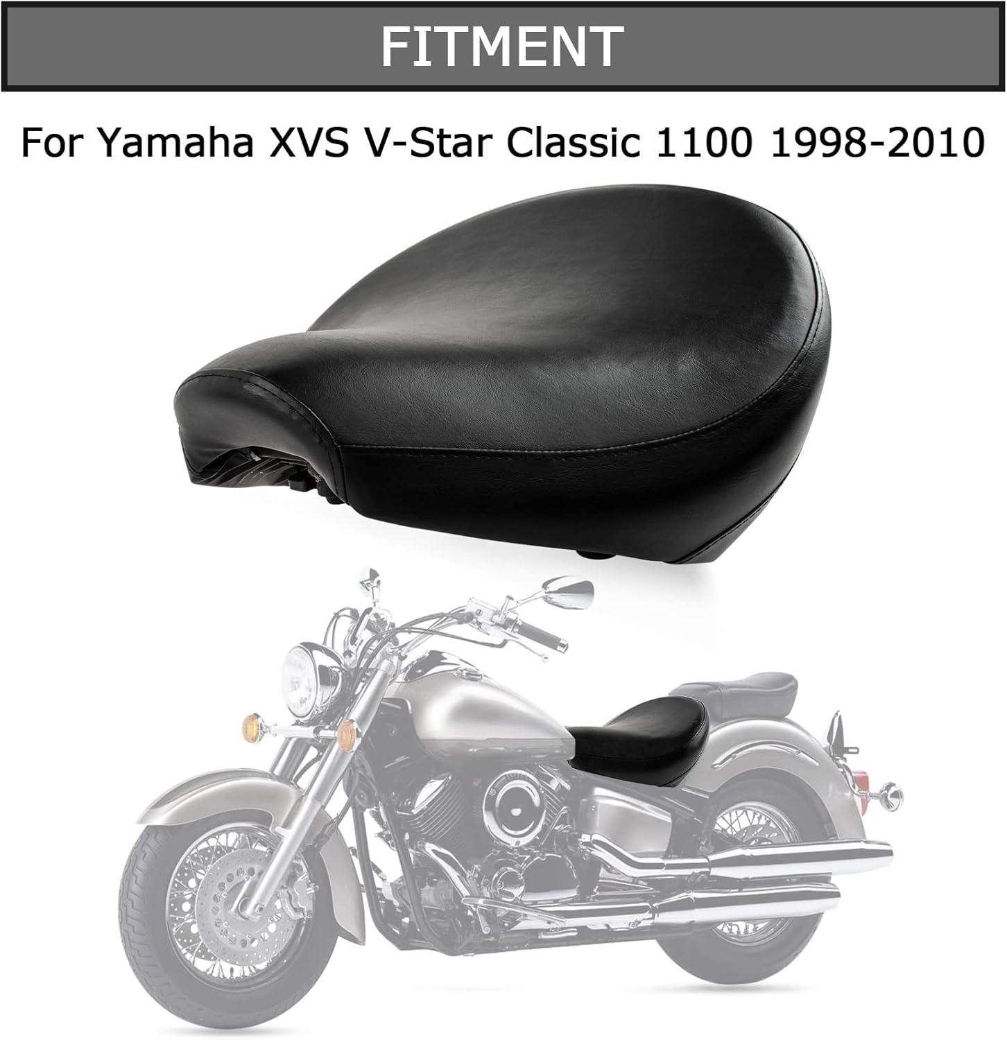 psler Cojín para asiento de conductor delantero para XVS V-Star Classic 1100 1998 1999 2000 2001 2002 2003 2004 2005 2006 2007 2008 2009 2010