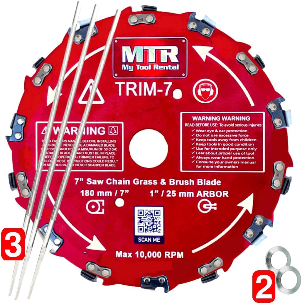 MTR Cuchillas cortadoras de cepillo de dientes de cadena de sierra, hoja circular, cortador de malezas, 10,000 rpm, cortadora de cepillo de hierba