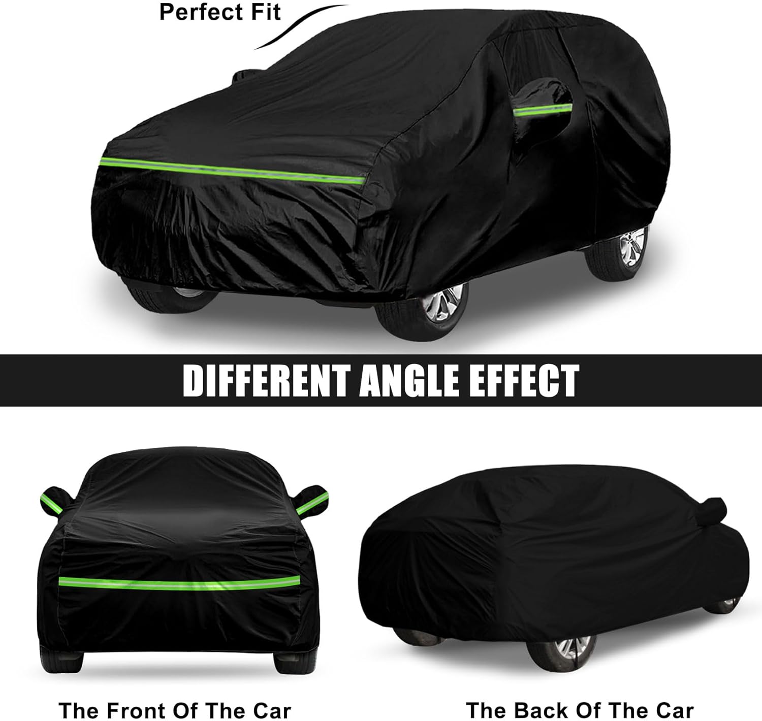 Funda impermeable para automóvil compatible con accesorios Nissan Kicks 2016-2024, negro 210T interior de algodón con cremalleras de puerta para