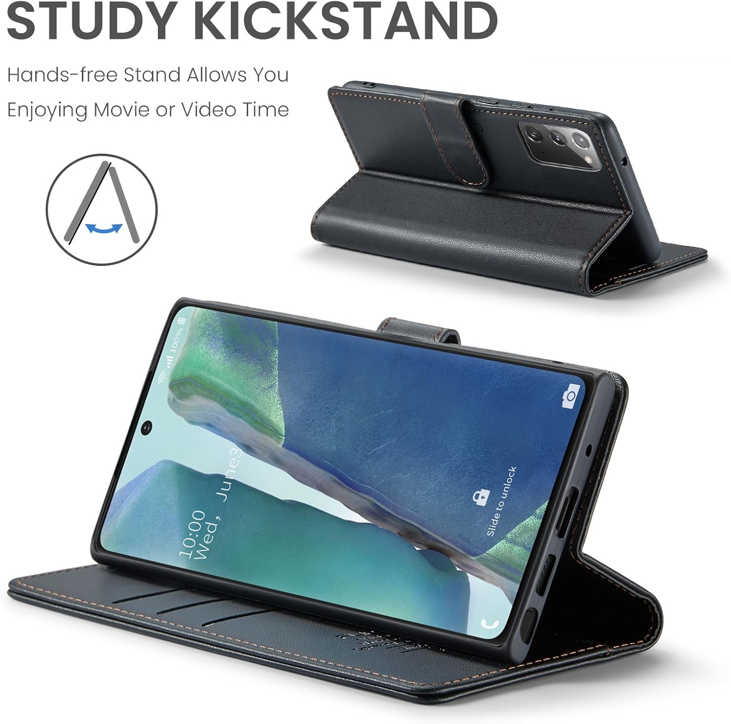 Funda tipo cartera para Samsung Galaxy Note 20 5G con bloqueo RFID, soporte para tarjetas de crédito, de piel sintética, función atril, a prueba de