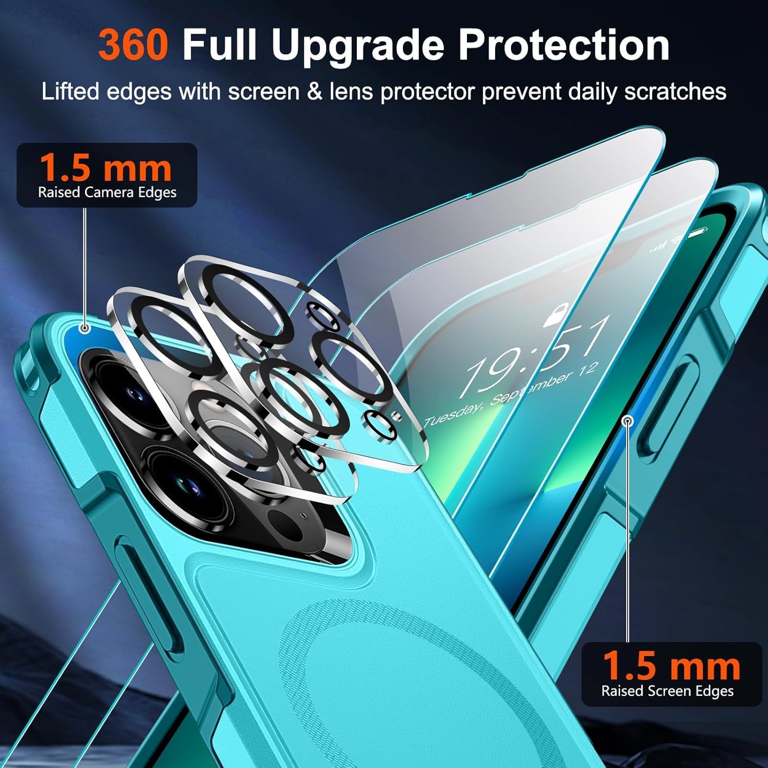 SUPFINE Funda magnética para iPhone 13 Pro (compatible con MagSafe) (protección contra caídas de grado militar de 10 pies), 2X (protector de