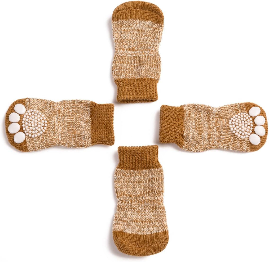 Calcetines de punto antideslizantes para perros y gatos con refuerzo de goma, antideslizante y protector de pata para uso interior, apto para perros