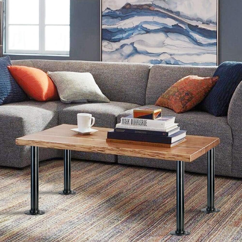 GeilSpace Patas de mesa de tubo industrial de 12 pulgadas, tubos de metal y bridas para mesas y muebles vintage personalizados, patas de escritorio