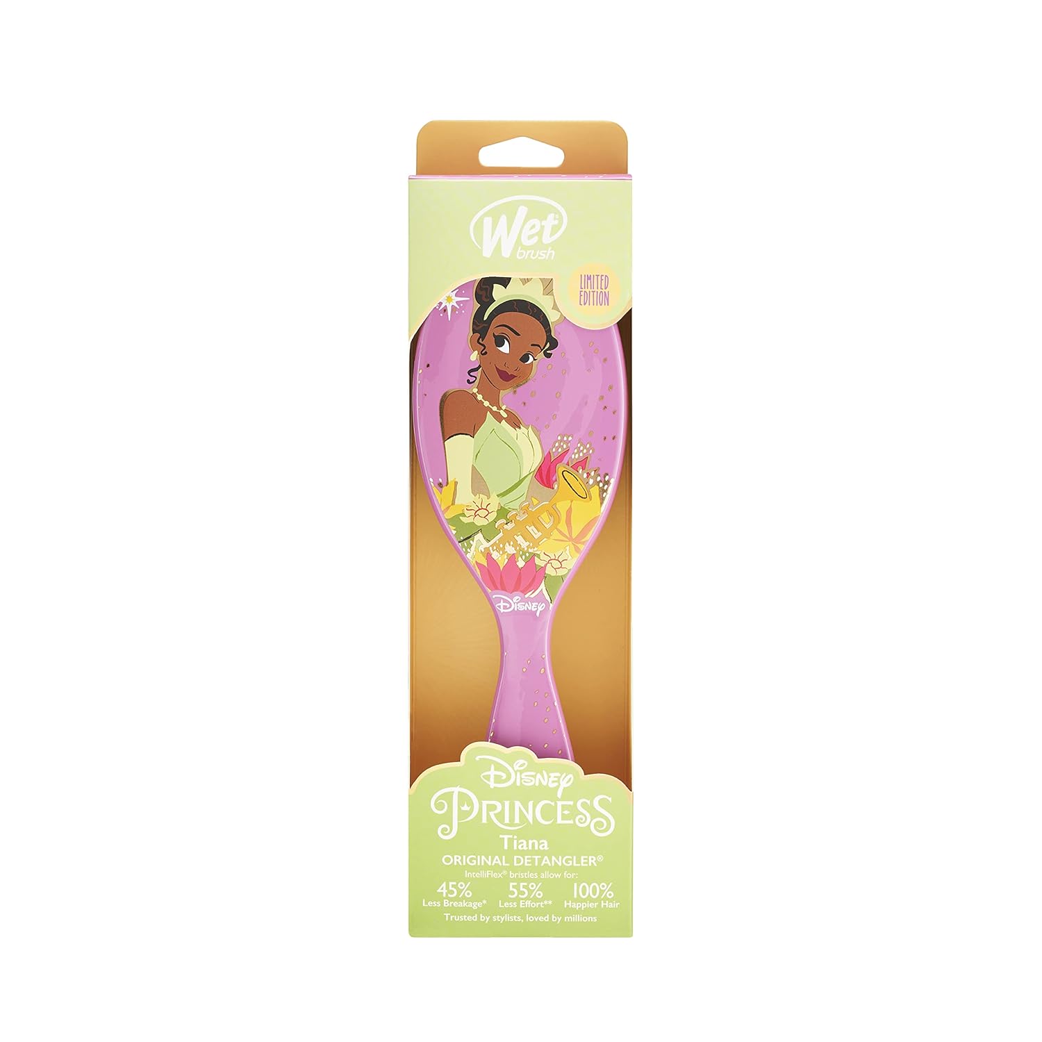 Wet Brush Original Detangler – Cepillo de cabello, diseño Tiana Ultimate Princess Celebration, todo tipo de cabello, cerdas ultrasuaves que