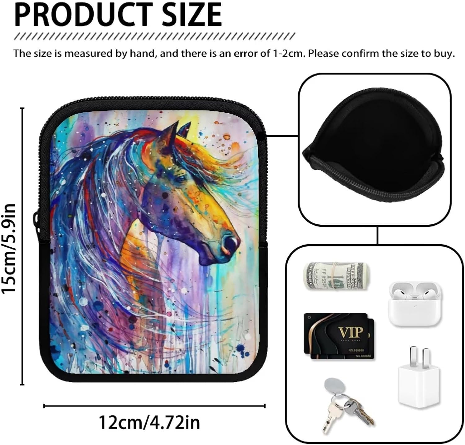 Bolsa para botella de agua, bolsa para cinturón y vaso para mujeres y hombres, Caballo de pintura colorida, Zd-6420cz90-13