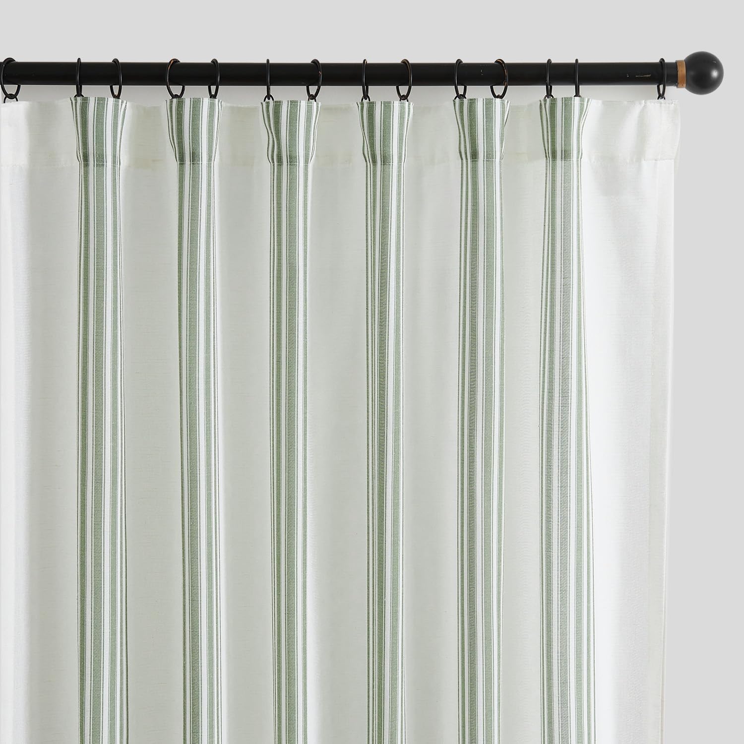 jinchan Cortinas de lino a rayas de 84 pulgadas de largo para sala de estar, cortinas de rayas verde salvia, cortinas semitransparentes con pestaña