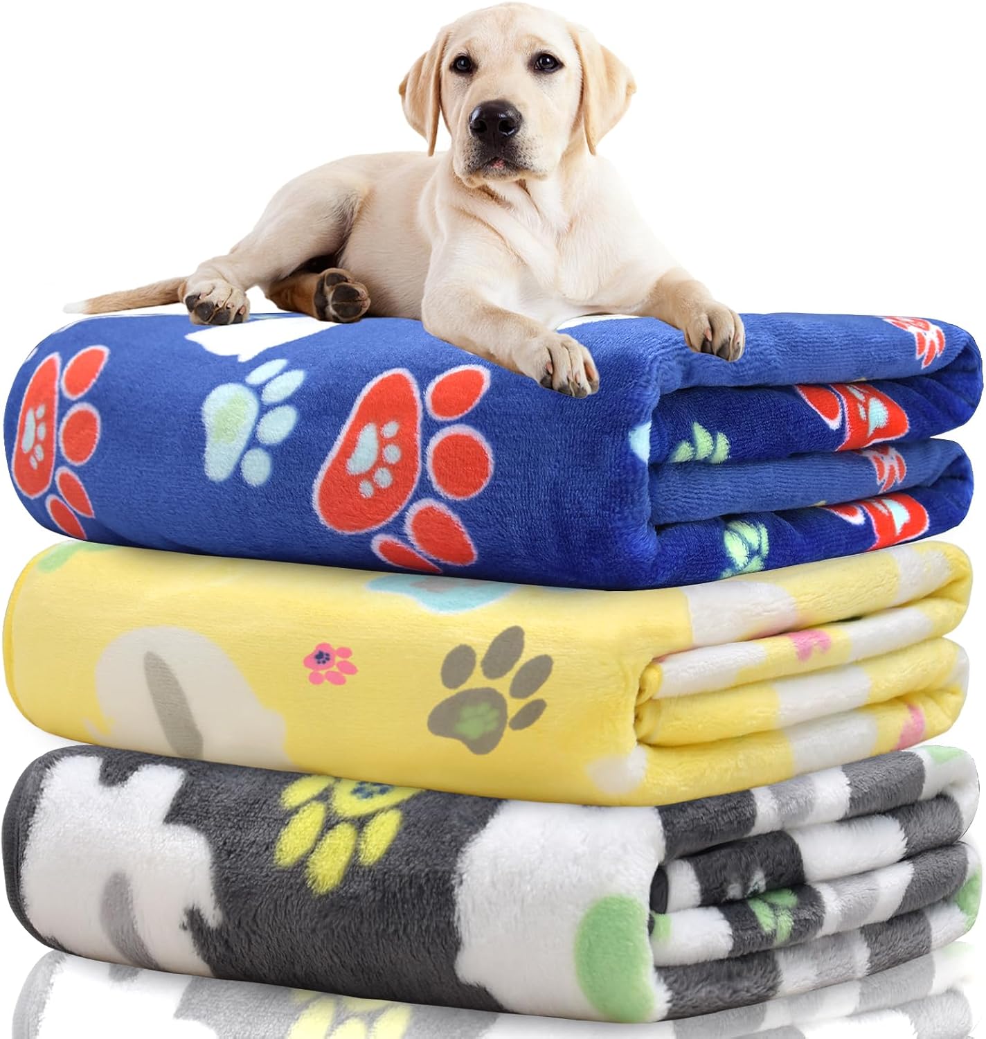 Mantas para perros grandes, 1 paquete de 3 mantas para perros para manta grande y media, súper suave y esponjosa de vellón de primera calidad, manta