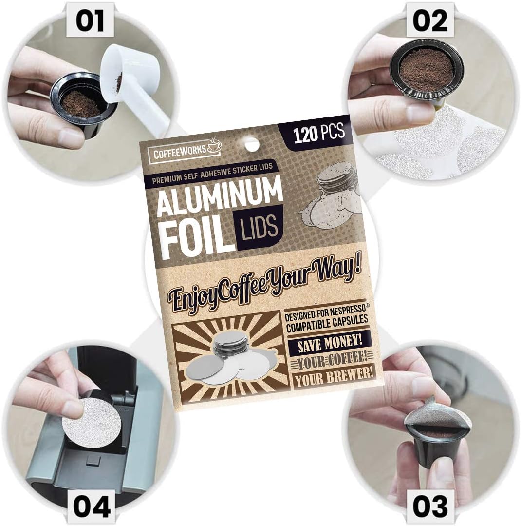 Tapas de sellado de papel de aluminio reutilizables para cápsulas de línea original de Nespresso, calcomanías autoadhesivas de cápsulas de café
